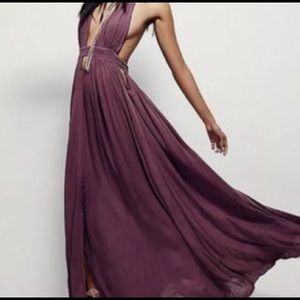 Purple, backless maxi dress.